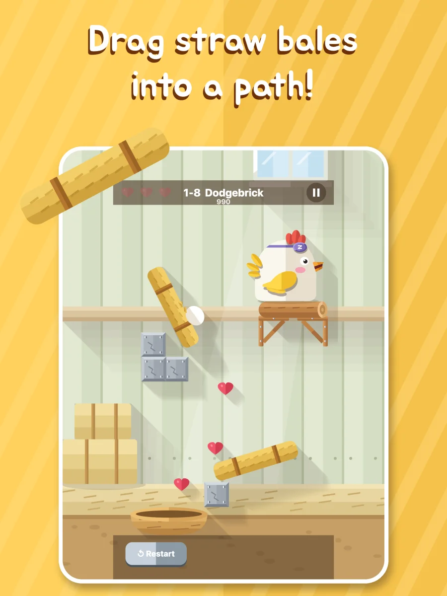 Building a path of straw bales for the egg